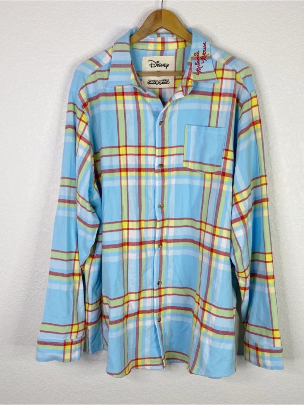 Disney x Cakeworthy Blue Red and Yellow Plaid Minnie Mouse Flannel Shirt